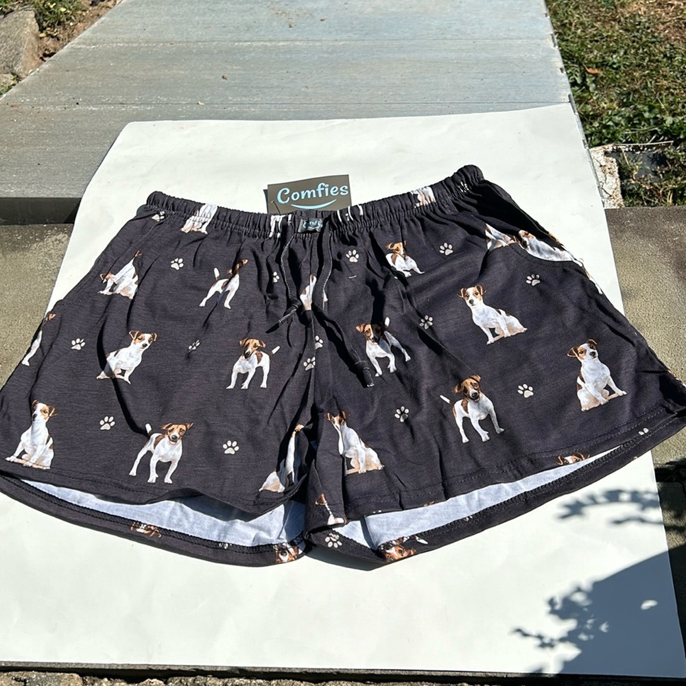 Comfies lounge/sleep shorts Jack Russell Sz XL Brown🎄🎄🎅🎅